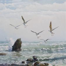 Картина, марина, реализм, масло: "Чайки и море / Чайки і море / Seagulls and the Sea"